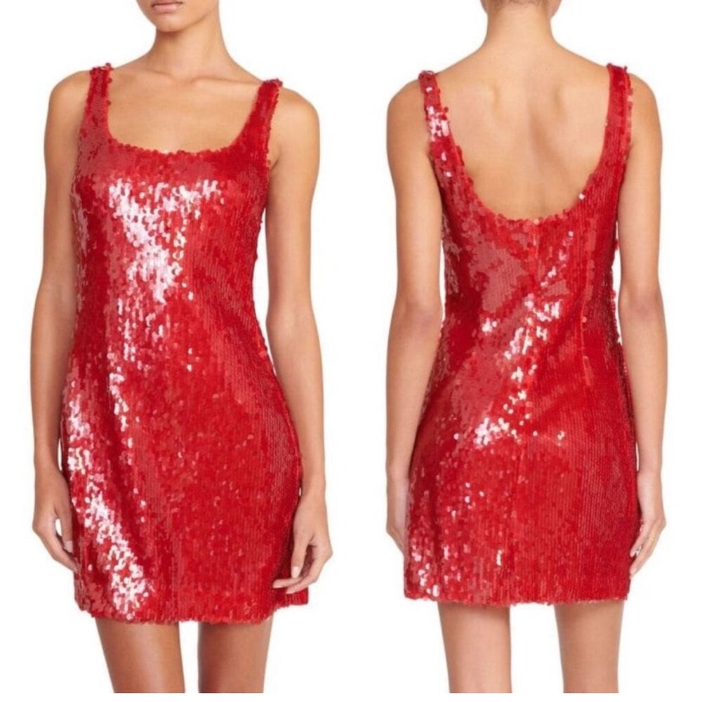 STAUD Sequin Backless Dress, M, NWT